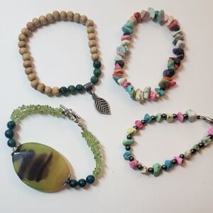 4 Gemstone Bracelets - handmade, no plastic!
